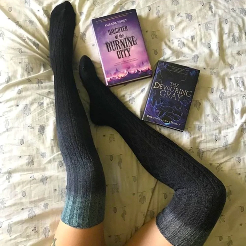 Rainbow Dip Dye Ombré Lux cable knit Thigh Highs